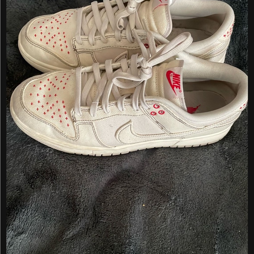 Nike White and Red Athletic Shoes